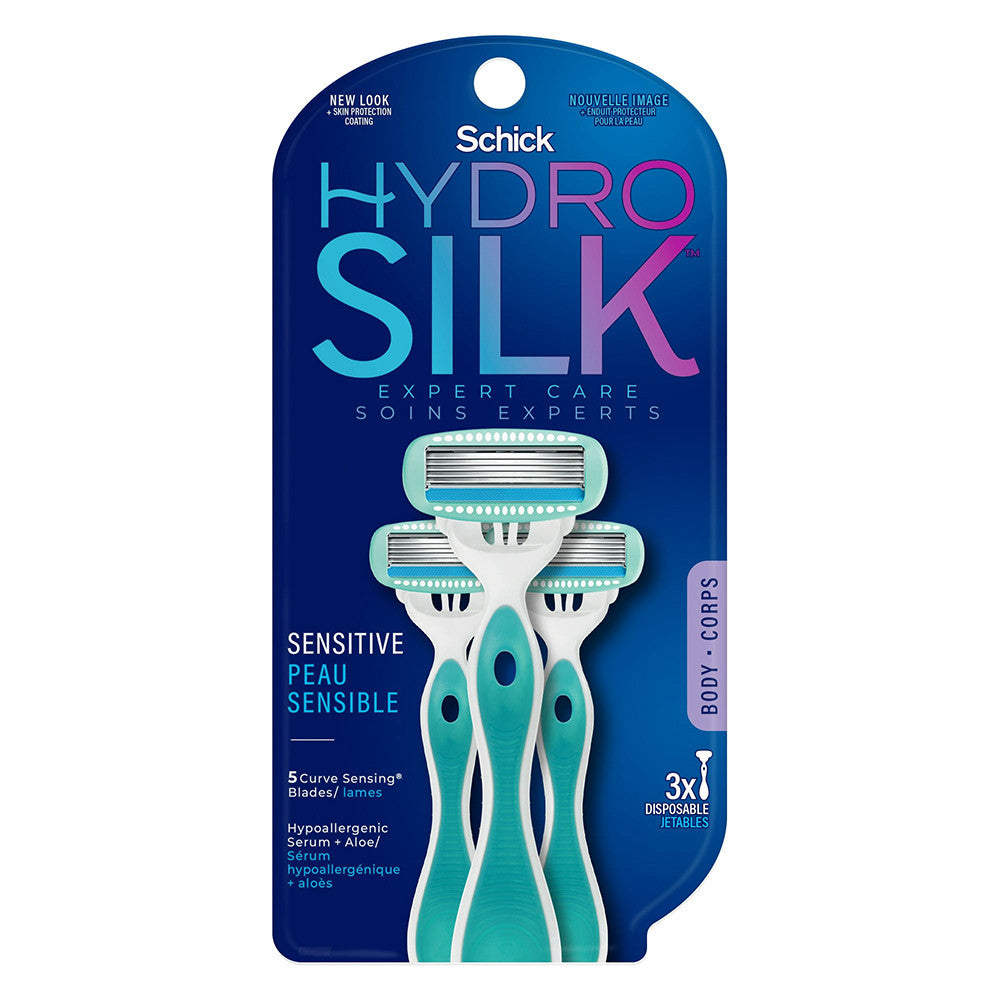 Schick Hydro Silk Disposable Razors for Women with Moisturizing Serum, 3 Ea